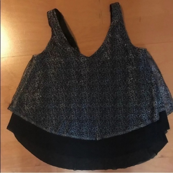 Express Dark Gray Shiny Flowy Crop Top Size XS - Picture 5 of 8
